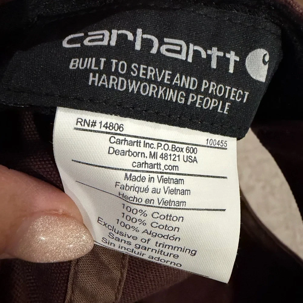 NWT Carhartt Strapback Dad Hat Men's One Size OSFM Canvas Cap burgundy maroon